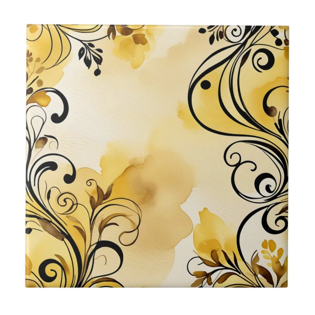 Abstrato Floral de Aquarela Elegante amarelo (Frente)