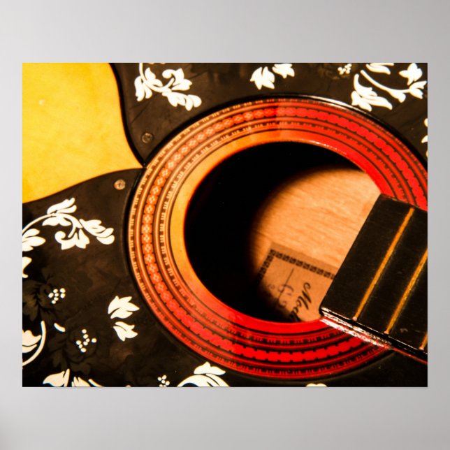 Abstrato Floral Guitar Poster (Frente)
