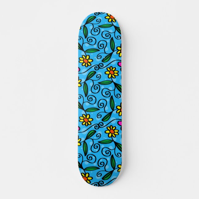 Abstrato Floral Skateboard (Frente)