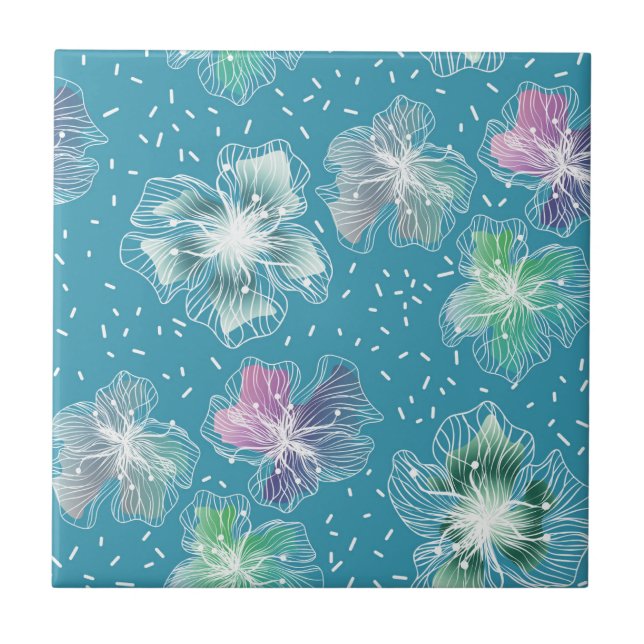 Abstrato flores em lindos tons azuis claros (Frente)
