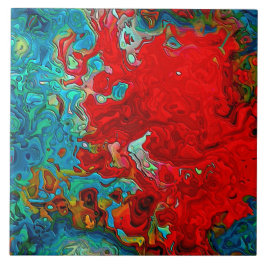 Abstrato Fluid Swirls Azul, Verde e Vermelho