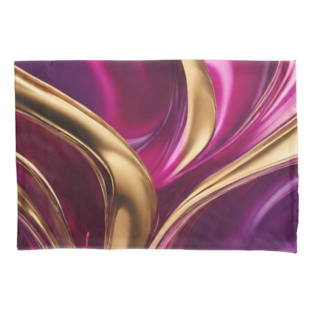 Abstrato — Fluxo Arte-Fúcsia Roxo e Dourado- (Frente)