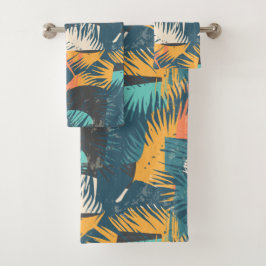 Abstrato Folha Conjunto de toalhas de padrão