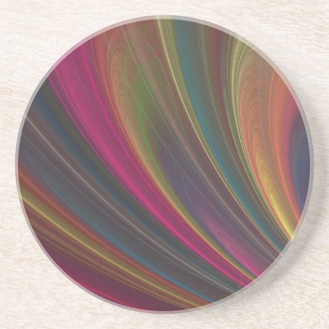 Abstrato Fractal Arco-Íris Porta copos Sandstone (Frente)