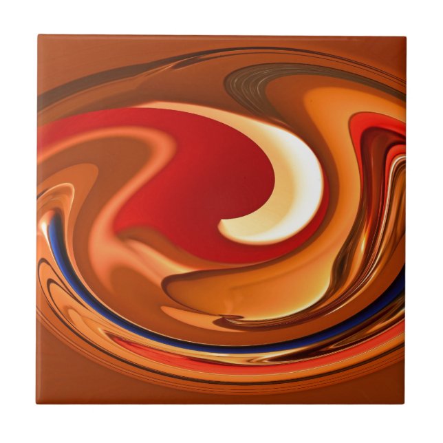 Abstrato Funky laranja queimada e design vermelho (Frente)