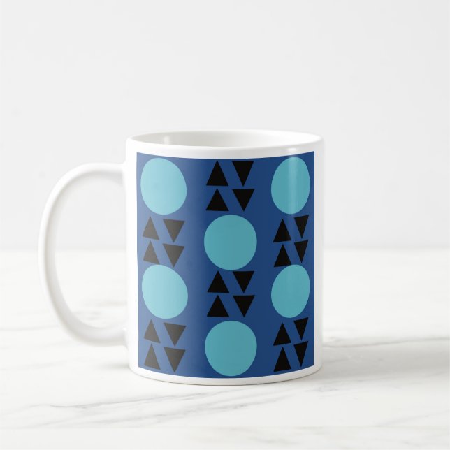 Abstrato geométrica azul simples, caneca moderna (Esquerda)