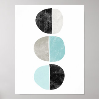 Abstrato, geométrica, meio círculo poster em teal