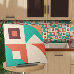 Abstrato geométrico Bauhaus N1<br><div class="desc">Azulejo geométrico de abstrato no estilo Bauhaus em turquesa,  vinho e paleta colorida siena queimada.</div>