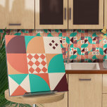 Abstrato geométrico Bauhaus N5<br><div class="desc">Azulejo geométrico de abstrato no estilo Bauhaus em turquesa,  vinho e paleta colorida siena queimada.</div>