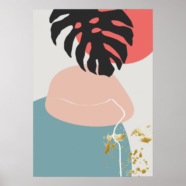 Abstrato Geométrico Botanical Wall Art Poster (Frente)