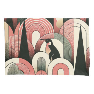 Abstrato Geométrico Coral Rosa - Arte Deco Penguin