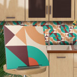 Abstrato geométrico de Bauhaus N7<br><div class="desc">Azulejo geométrico de abstrato no estilo Bauhaus em turquesa,  vinho e paleta colorida siena queimada.</div>