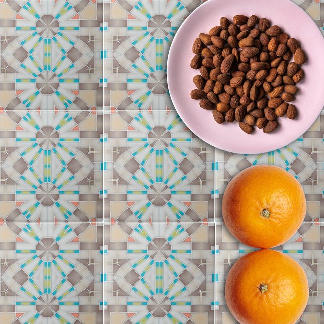 Abstrato Geométrico Espelho Castanho Beige Padrão  (Criador carregado)