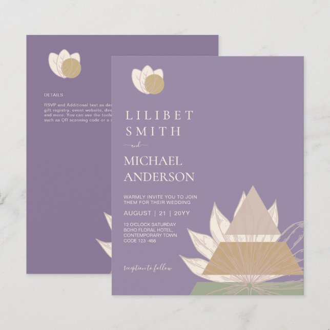 Abstrato Geométrico Japandi Wedding Escandinávia (Frente/Verso)