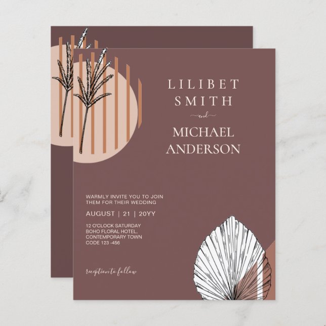 Abstrato Geométrico Japandi Wedding Escandinávia (Frente/Verso)