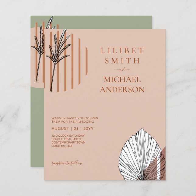 Abstrato Geométrico Japandi Wedding Escandinávia (Frente/Verso)