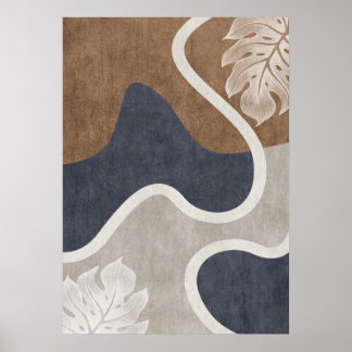 Abstrato Geométrico Leaf Wall Art Poster