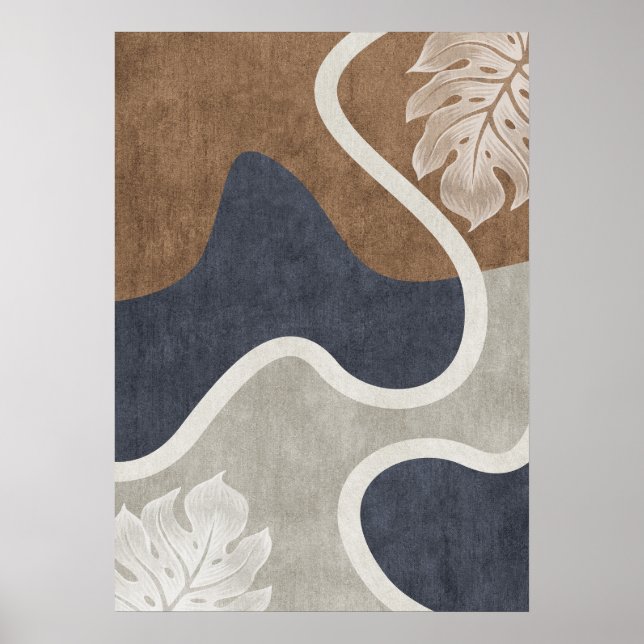 Abstrato Geométrico Leaf Wall Art Poster (Frente)