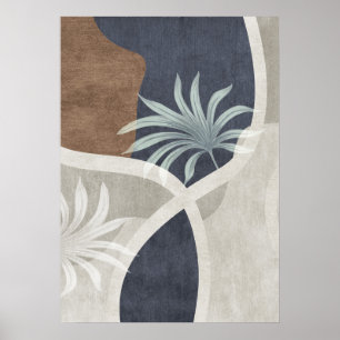 Abstrato Geométrico Leaf Wall Art Poster