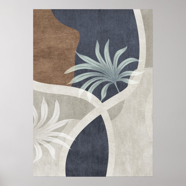 Abstrato Geométrico Leaf Wall Art Poster (Frente)