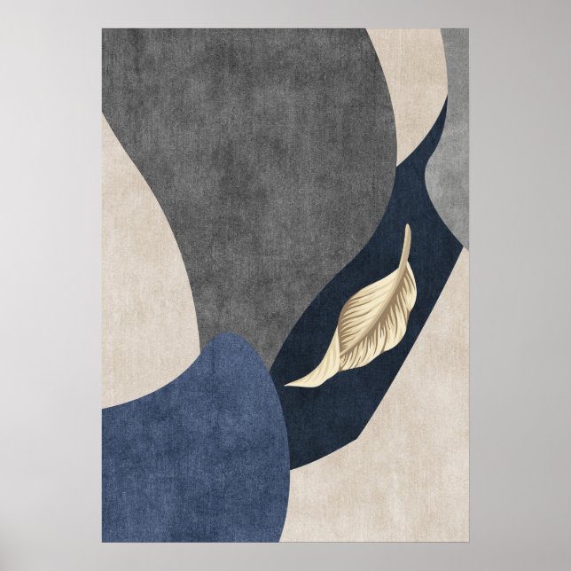 Abstrato Geométrico Leaf Wall Art Poster (Frente)