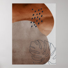 Abstrato Geométrico Leaf Wall Art Poster