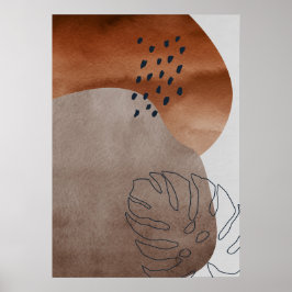 Abstrato Geométrico Leaf Wall Art Poster