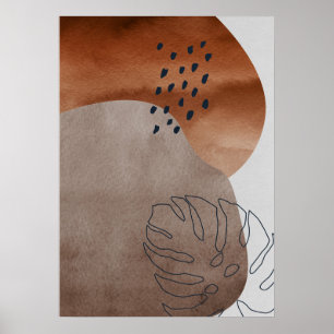 Abstrato Geométrico Leaf Wall Art Poster