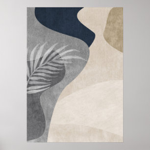 Abstrato Geométrico Leaf Wall Art Poster
