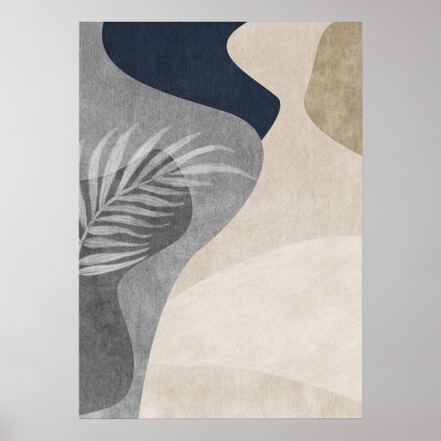 Abstrato Geométrico Leaf Wall Art Poster (Frente)