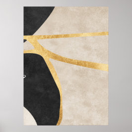 Abstrato Geométrico Ouro Linhas Wall Art Poster