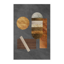 Abstrato Geométrico Wall Art com Texturas Naturais