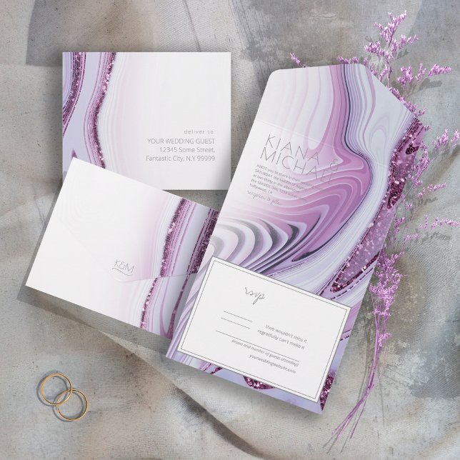 Abstrato Glitter Strata Wedding Lilac/Whte ID903 (Criador carregado)