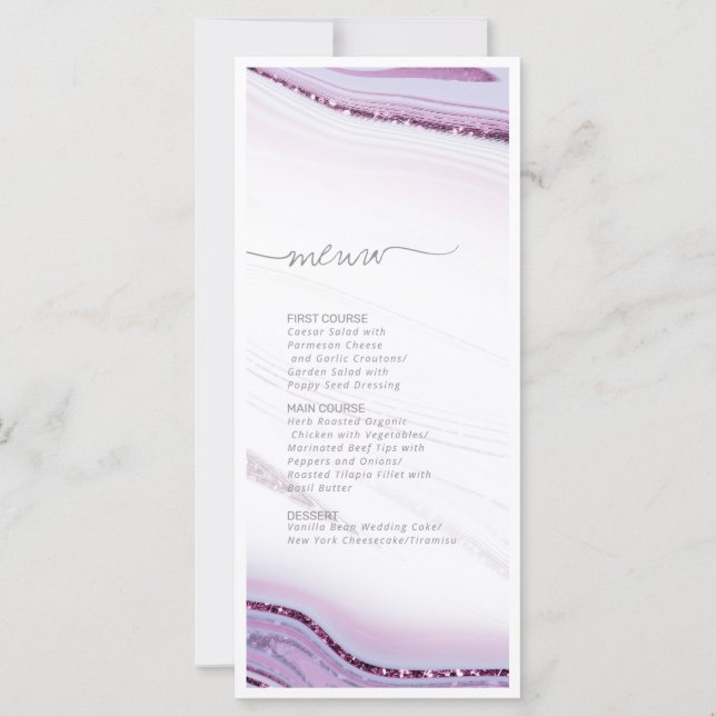 Abstrato Glitter Strata Wedding Menu 2 Lilac ID903 (Verso)