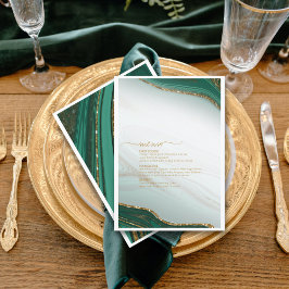 Abstrato Glitter Strata Wedding Menu Green ID903