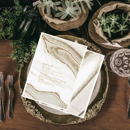 Abstrato Glitter Strata Wedding Menu Ivory ID903