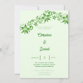 Abstrato Green Floral & Sai Convite para Casamento