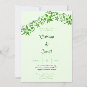 Abstrato Green Floral & Sai Convite para Casamento