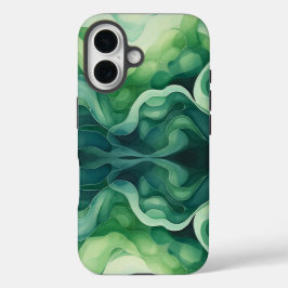 Abstrato Green Waves Apple iPhone 16 Tough Case