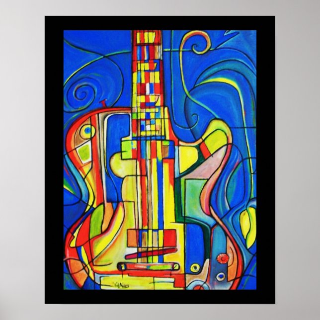 Abstrato Guitar Poster por ValAries (Frente)