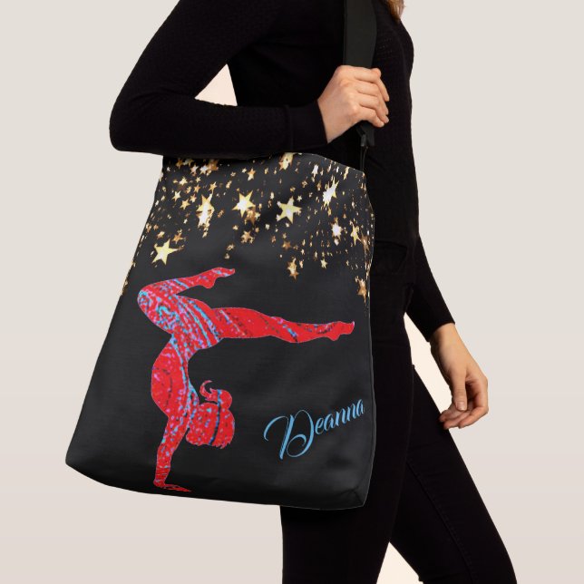 Abstrato Gymnast Dourado Stars Personalizado Bolsa (Close Up)