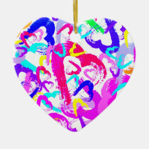 Abstrato Hearts Cerâmica Enfeites de natal