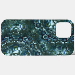 Abstrato hexágonos na luminosidade manchada ciano