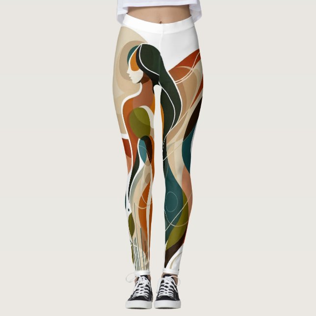 Abstrato Horse e Leggings femininas (Frente)