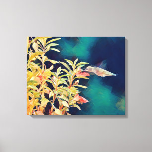 Abstrato Hummingbird Flores Canvas