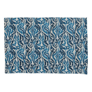 Abstrato Ikat Watercolor Azul Inspirado