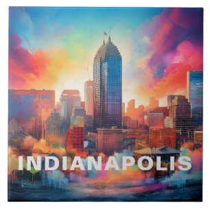 Abstrato Indianapolis Skyline Art Modern