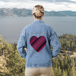 Abstrato, Jaqueta de Denim de Padrão Rosa Quente