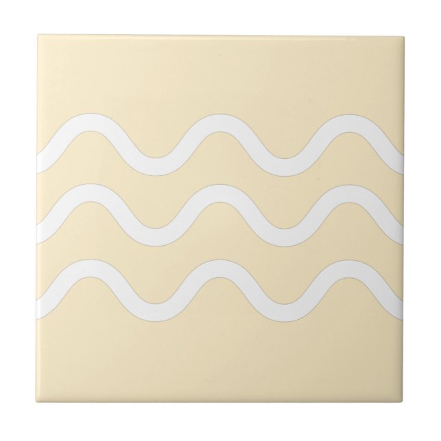 Abstrato Lake Waves Beige e White (Frente)