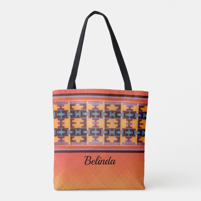Abstrato - Laranja, Roxo, Amarelo e Azul - Bolsa T (Verso)